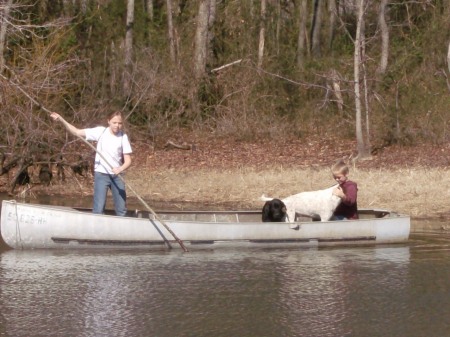 Macy & JD canoe