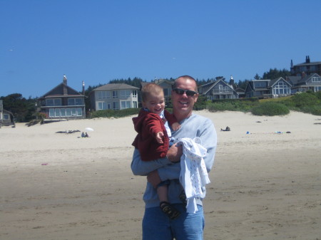 Daddy and Justin at the beach