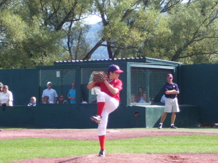 Kyle pitching at Cooperstown New York