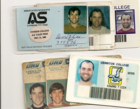 bunch of old college id's and drivers licenses