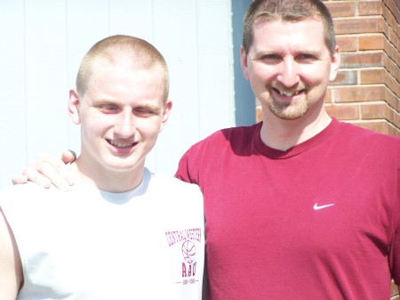 Todd and Zach at a bball tournament