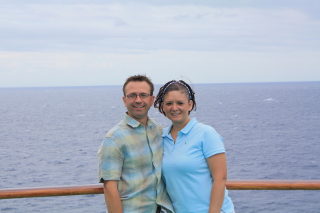 Roger & I on the ship at sea