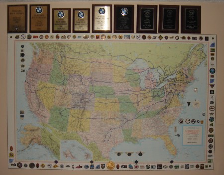 Map of travels, 100 Rallies 487,000 miles