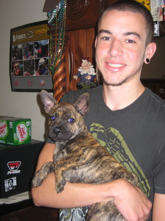 My son Ryan and his new puppy, Woody