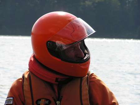 My husband, getting ready to race.