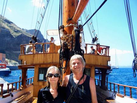 Boat ride on the Aegean at Satorini, Greece