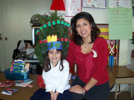 Val and her Kindergarten teacher Nov 2007