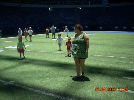 wife and kids on the field