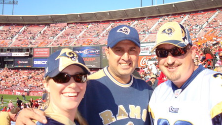 with friends at the rams game