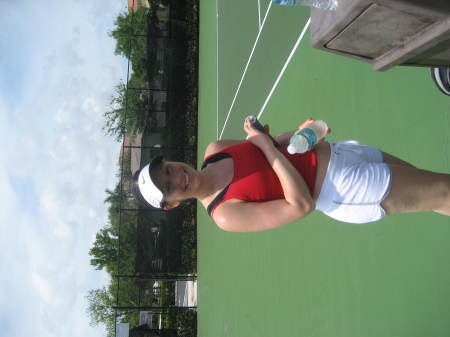 Rachele playing on my tennis courts