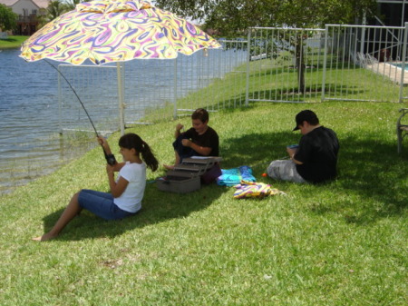 fishing at their aunt's house