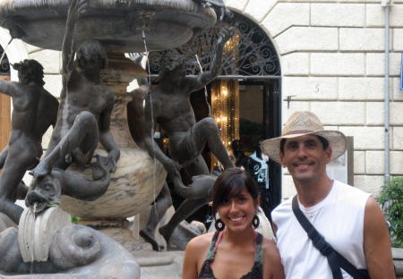 Elena and Sergio at the Turtle fountain, Rome