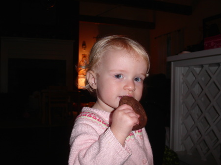 Caroline eating a cookie