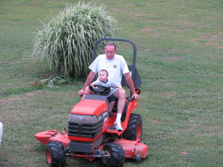 Freddie and JD (grandnephrew)  mowing