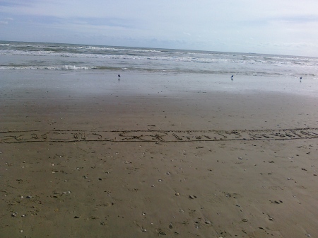 what my daughter wrote in the sand