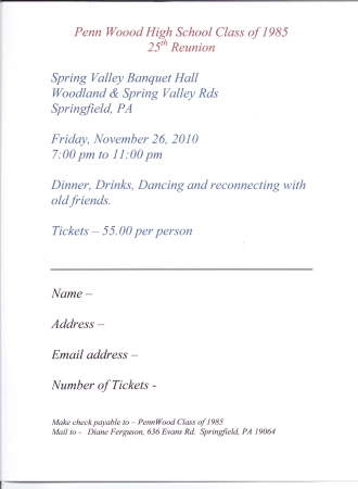 Diane Ferguson's album, Ticket Order Form