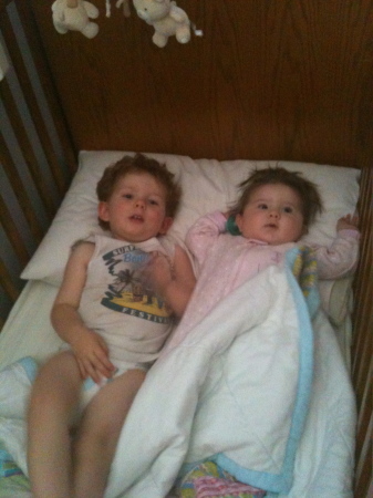 Braeden 2 and his little sis, Brylee at 6 mo.