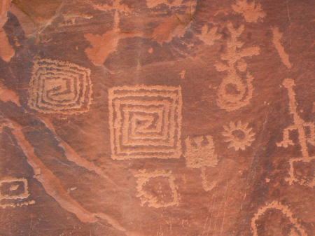 Hundreds of petroglyphs . . .