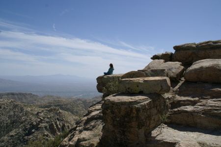 Yvonne overlooking Tucson from Mt. Lemon