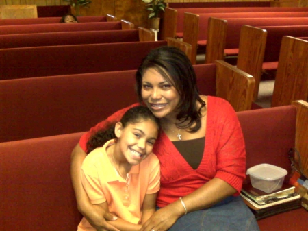 mom and kinley at church