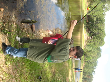 Daniel caught a fish at Bastrop State Park