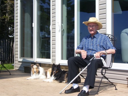 Dad and the fur-babies at Lake Huron.