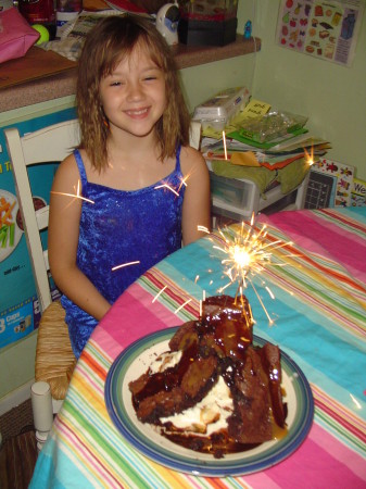 Rebecca with Volcano Birthday Cake