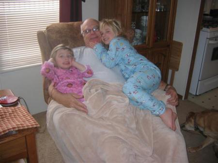 Husband Rodger with grand girls