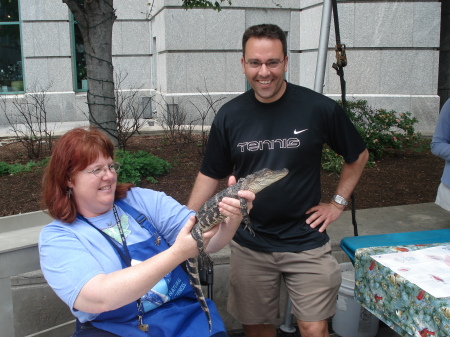 lady threatening me with a gator...