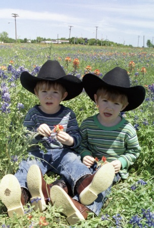 Michael and Matthew in the blue bonnets