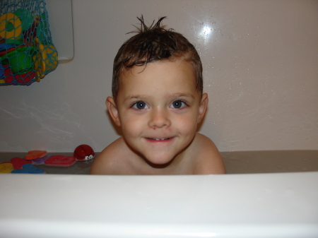 CJ in the bath.