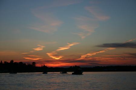 sunset view of boats waiting for fireworks 08