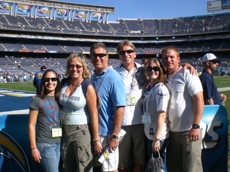 Good friends on the field at the Charger game