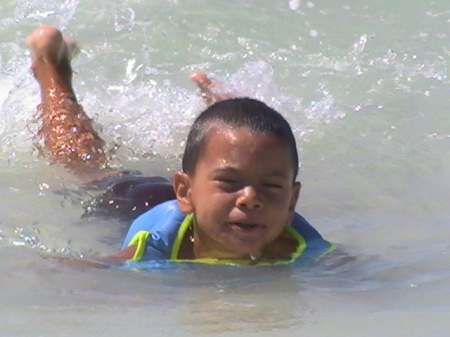 Joshua loving the water