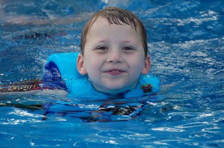 Peyton loves the pool!