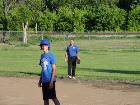Me and Chris playing softball
