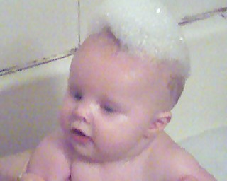 Bath time for Jett - love those bubbles