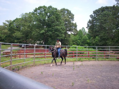 Phargone ,my Arabian gelding & me in round pen