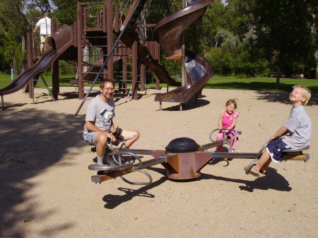 Me and my Wyoming grandchildren, Eric and Anda