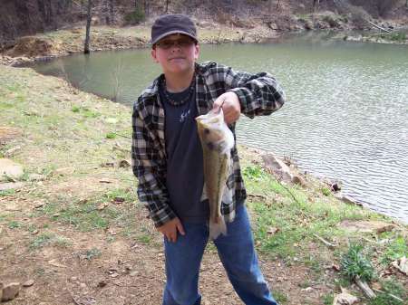 grandson fishing in our pond
