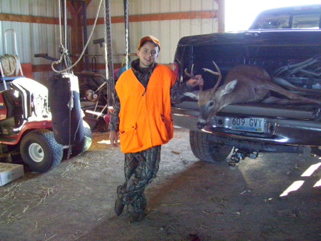 My son Cole with first deer-Oct 11-Youth Hunt