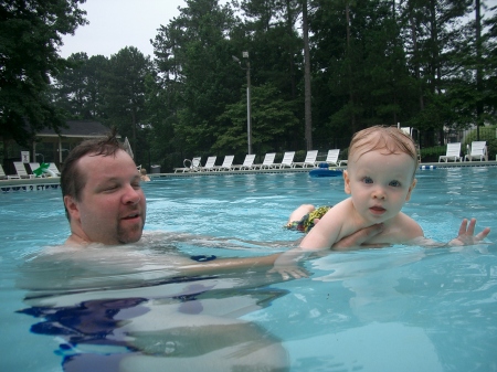 Lane and Garrett swimming