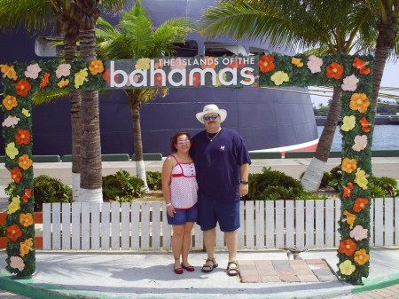 Me and Deb in the bahamas on vacation.