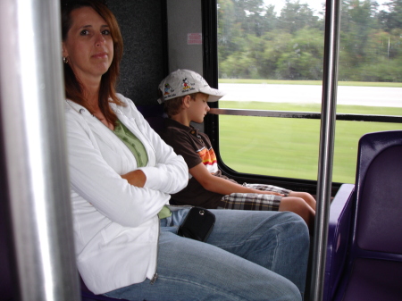 sherri & aaron on a disney bus