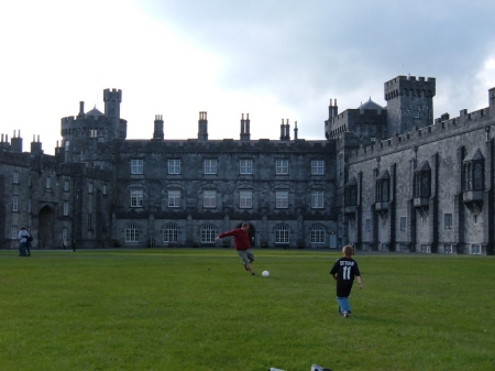 Kilkenny Castle, Ireland, playing soccer