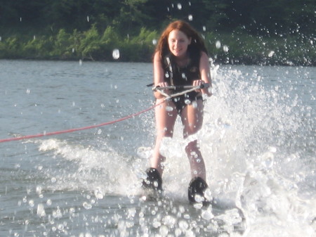 Brittany learned to water ski