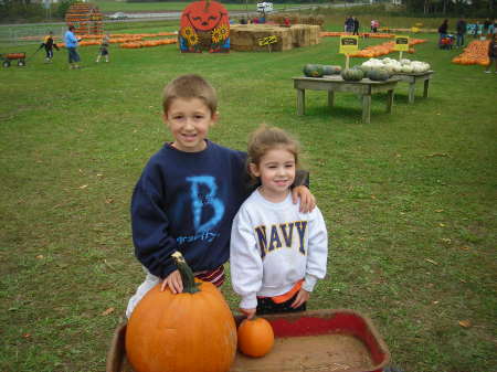 Brian and Jayden at pumpkin patch (Oct. 2007)