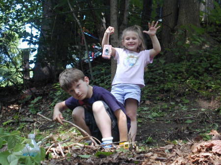 Chet & Cheyenne in the backyard woods