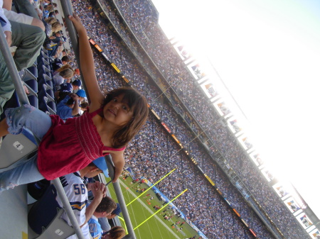 Jenessa !st time at a Charger Game.