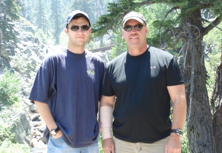 My son and I hiking in tahoe